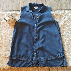 J Jill / Sleeveless Chambray Top Size Sml